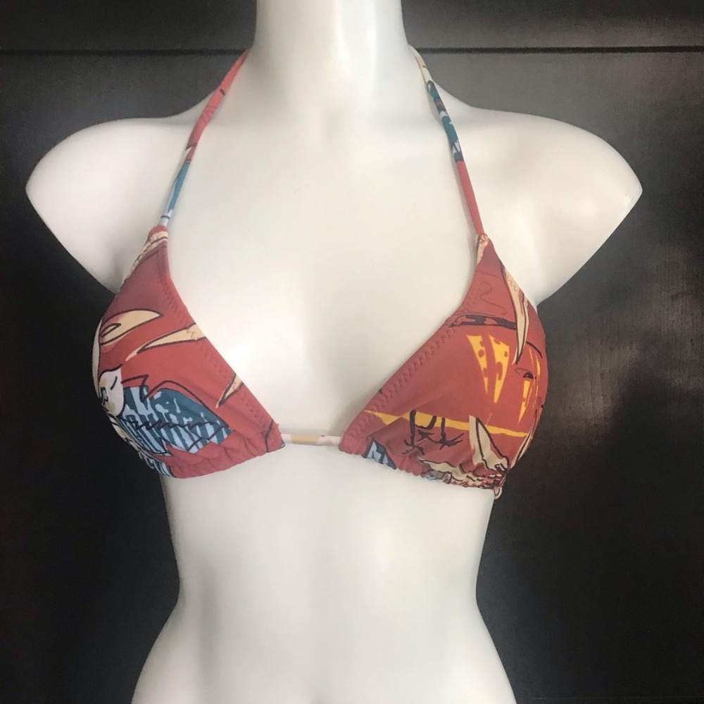 Ocean Pacific rust floral triangle bikini top